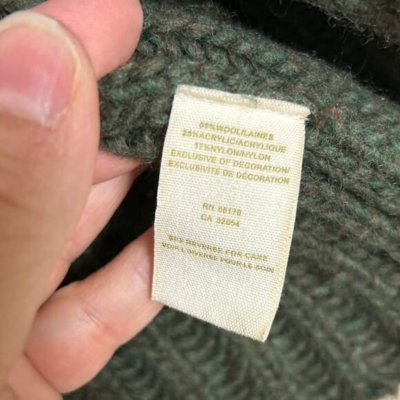 Free People Women’s Medium Forest Green Chunky Wool Cardigan Sweater Y2K Boho - Picture 3 of 7